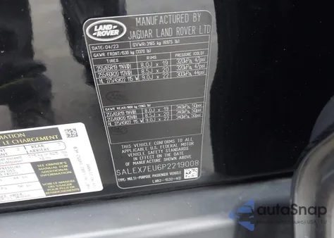 2023 Land Rover Defender 110 X z USA, uszkodzony, nr VIN SALEX7EU6P2219008